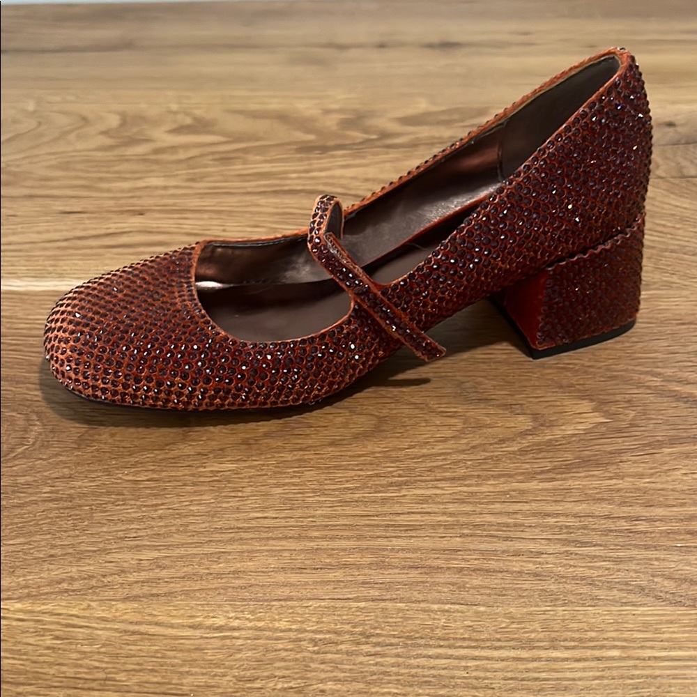 Jeffrey Campbell Red Rhinestone Mary Jane Heels